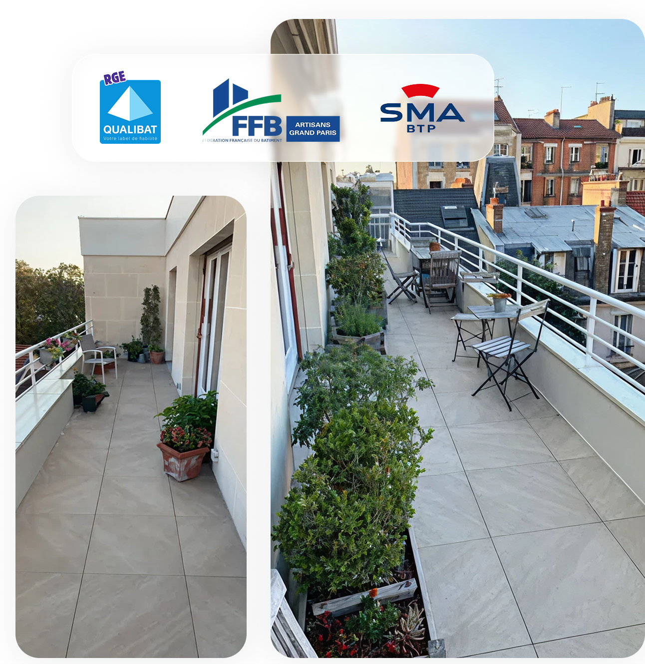 Terrasse rénovée — RGE Qualibat, FFB et SMA BTP